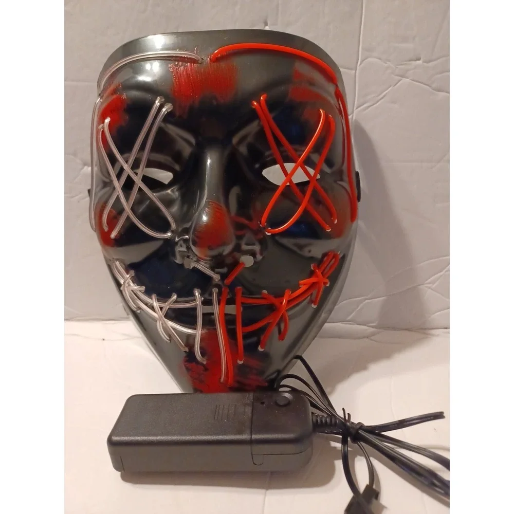 Halloween Light Up Mask Stitched LED Purge Costume Mask 3 Light Modes
